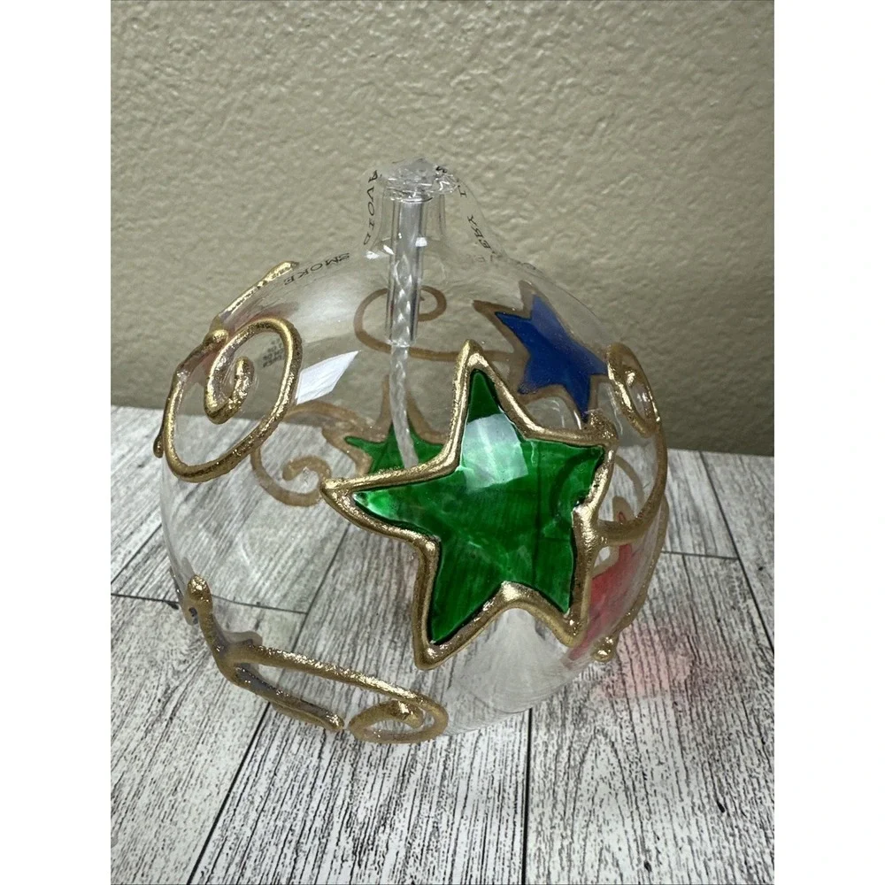 Lamplight Farms Multicolor Star Design Small Glass Oil Table Lamp 4 1/2